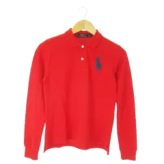 ポロ ラルフローレン POLO RALPH LAUREN ポロシャツ 長袖 コットン 鹿の子 ワンポイント ロゴ刺繍 ビッグポニー M 赤 レッド /AO20 ■GY99