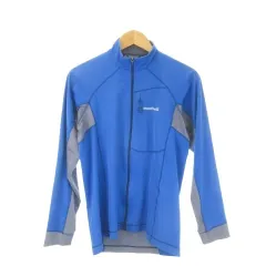 モンベル Montbell ジャケット アウトドアウエア M 青 ブルー グレー 長袖 スタンドカラー 切り替えデザイン /CK22 ■GY99