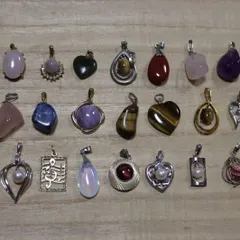 KT74 【豪華28点】天然石 ペンダントトップ まとめ売り 虎目石 真珠 ヴィンテージ