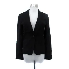 トゥモローランドコレクション TOMORROWLAND collection テーラードジャケット シングルボタン ミドル丈 ウール 36 S 黒 ブラック /HO2