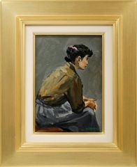 作家名由谷 敏明 （ゆたに としあき） 1922～「婦人像」パステル画