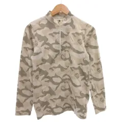 マーク＆ロナ MARK&LONA Tシャツ 長袖 カモフラ 迷彩柄 ハーフジップ スカル 総柄 L グレー カーキ /FF ■GY42