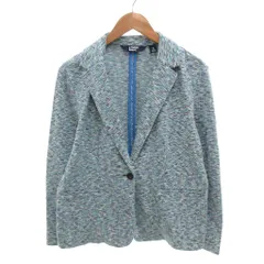 ランズエンド LANDS' END テーラードジャケット ストレッチニット シングル メランジ 総柄 XL ライトブルー /YJ ■GY12