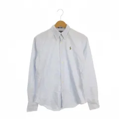 ラルフローレンスポーツ RALPH LAUREN SPORT ボタンダウンシャツ 長袖 ストライプ柄 ロゴ刺繍 4 水色 ブルー /AH27 ■GY99