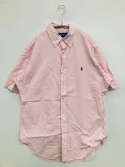 Ralph Lauren ラルフローレン シャツ/ブラウス M ピンク ストライプ柄 ワンポイント ブランドロゴ ミドル丈 半袖 ボタンダウン