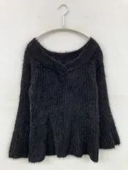 apres jour mignon アプレジュールミニョン ニット/セーター F ブラック ニット 無地 ミドル丈 長袖 Vネック