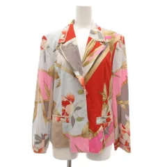 レオナール LEONARD テーラードジャケット 花柄 カンカン素材 LL ライトブルー マルチカラー /UO ■GY18