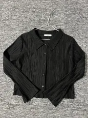 (送料無料※メルカリshop取引では対象外)プリーツ ブラック ブラウス 新品