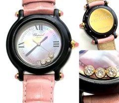 9999本 限定　Chopard　ショパール　BE HAPPY　ムービングダイヤ　時計　ピンクシェル デイト クォーツ　3P　ビーハッピー　クロコ レザーのサムネイル