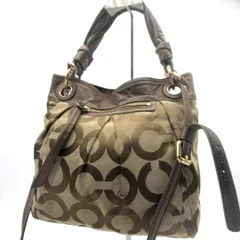 コーチ COACH ショルダーバッグ 2way ハンドバッグ キャンバス レザー オプアート ブラウン ベージュ 総柄 肩掛け 斜め掛け レディース 通勤 通学 おしゃれ 人気 ゴールド金具 多収納 コンパクト 上品 カジュアル