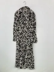 rienda リエンダ シャツワンピース S ブラック 花柄・ボタニカル柄 その他総柄 長袖 ロング・マキシ丈