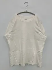 UNIQLO ユニクロ Tシャツ/カットソー 3XL ホワイト 無地 ミドル丈 半袖 クルーネック(丸首)