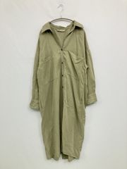ZARA 자라 셔츠 원피스 L 카키 무지 반단 소매 롱 맥시 길이