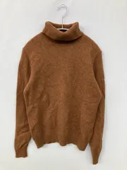 UNIQLO ユニクロ ニット/セーター S ブラウン ウール・ニット 無地 ミドル丈 長袖 タートルネック/ハイネック