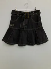 .KOM ドットコム デニムスカート S ブラック ショート・ミニ丈 プリーツ