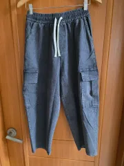 ブラックデニム カーゴ ズボン