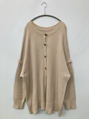 LOWRYS FARM ローリーズファーム カーディガン/ボレロ F ベージュ コットン ニット 無地 ミドル丈 長袖