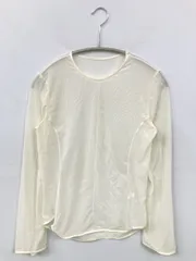 UNIQLO ユニクロ Tシャツ/カットソー S アイボリー 無地 ミドル丈 長袖 クルーネック(丸首)