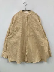nemne ネンネ シャツ/ブラウス M イエロー コットン ストライプ柄 ミドル丈 長袖 スタンドカラー