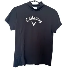 【一点物】Callaway キャロウェイ レディース 裏クール アイレットカノコ 半袖 モックネックシャツ ブラック Mサイズ J1のサムネイル