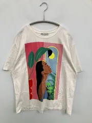 ZARA ザラ Tシャツ/カットソー USA L ホワイト 前面プリント ミドル丈 半袖 クルーネック(丸首)