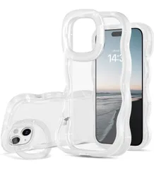 ★[両スタンド&ウェーブ]GUAGUA iPhone13 iPhone14 スタンド ケース ウェーブ 半透明 縦横両対応 いphone 13 14 可愛い レンジスタンド テール側隠しスタンド うねうね 韓国 耐衝撃