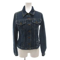 ドルチェ&ガッバーナ ドルガバ DOLCE&GABBANA デニムジャケット Gジャン ブルゾン 40 インディゴ ラインストーン装飾 ビジュー DGロゴボタン /FF ■GY18