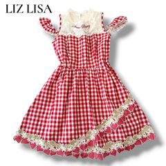 ♡ LIZLISAストロベリーレースギンガムワンピース ♡ - メルカリ