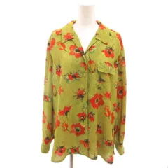 Mode RIE 美品 シャツ 9 黄緑 ライトグリーン 花柄 長袖 開襟 /SJ ■ECF001