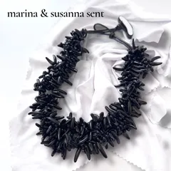マリーナ&スザンナセント marina & susanna sent ムラーノガラス ネックレス 2連 ブラック ホワイト モノトーン アート アクセサリー レディース 美品 6A012のサムネイル