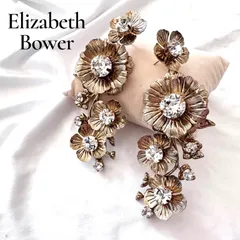 エリザベスバウアー Elizabeth Bower Clematis Climber ピアス フラワー アンティークゴールド スワロフスキー 真鍮 結婚式 ブライダル 定価3万 6A011