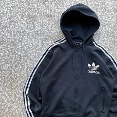 adidas / 00's logo zip hoodie オールドアディダス　ジップパーカー　トレフォイル　ジャージ　ストリート　短丈　有原みゆ紀　松村北斗　ユニセックス　常田　黒　ブラック 3ストライプ ジャージ L