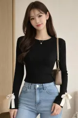 ザラ(ZARA) ゴージ ニット リボン スリーブ トップス / セミクロップド M