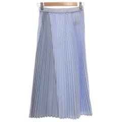 エレンディーク ELENDEEK プリーツスカート 1 ストライプ柄 ミモレ ロング 切替デザイン 青 ブルー 白 ホワイト /NU ■ECF003