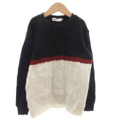 ザショップティーケー THE SHOP TK トレーナー スウェット ニット 130 紺 ネイビー 白 ホワイト 赤 レッド 切替 長袖 ラウンドネック ケーブルニット ECF003 /KR ■ECF003