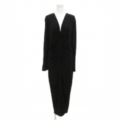 ダイアンフォンファステンバーグ DIANE von FURSTENBERG タグ付き ワンピース L 黒 ブラック Vネック 長袖 ギャザー マキシ ロング /JS ■ECF001