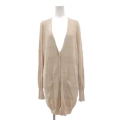 マックスマーラステュディオ Max Mara Studio カーディガン ロング丈 M Vネック 透かし編み ポケット 羽織り ライトベージュ /SX ■ECG001