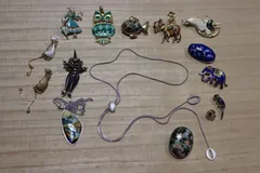 KT78 【豪華15点セット】ヴィンテージ ブローチ ネックレス 七宝焼 エナメル レトロ