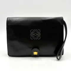 極美品◎LOEWE ロエベ  アナグラムロゴ レザー クラッチバッグ セカンドバッグ メンズ ビジネスバッグ 冠婚葬祭 ブラック 黒 2Y5353