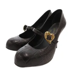 ヴィヴィアンウエストウッド Vivienne Westwood メリッサ パンプス ハイヒール クロコ型押し ストラップ レザー 24 茶 ブラウン /FF ■GY62のサムネイル