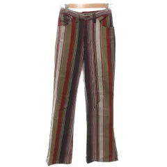 ディーゼル DIESEL 美品 コットンパンツ スラックス 27 赤 レッド 紺 ネイビー マルチカラー ストライプ柄 /YJ ■GY61