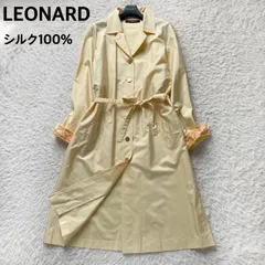 良品⭐️レオナール スプリングコート　ベルト　トリム　Aライン　シルク100% 2026年最新】LEONARD レディース トレンチコート・スプリングコートの