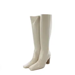 ダーリッチ Darich ロングブーツ L 24cm 24.5cm アイボリー スクエアトゥ チャンキーヒール /RI ■OS
