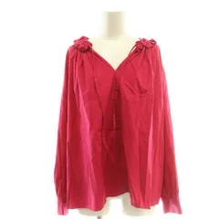 ボールジー BALLSEY トゥモローランド ハイカウントサテン フリルネックブラウス シャツ プルオーバー 36 ピンク /CX ■OS