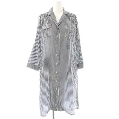 パターンフィオナ PATTERN fiona シャツワンピース ストライプ ロング M ネイビー ホワイト /HK ■GY60