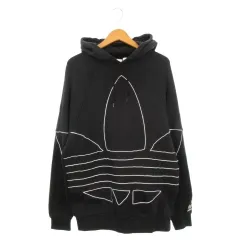 アディダスオリジナルス adidas originals プルパーカー スウェット トレフォイル スポーツウエア XL 黒 ブラック 長袖 フード付き /AH35 ■ECE003