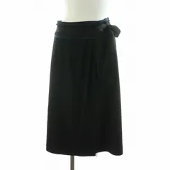 ヒューゴボス HUGO BOSS ラップスカート フレア タック レース ミモレ ロング リボン IT38 M 黒 ブラック /NQのサムネイル