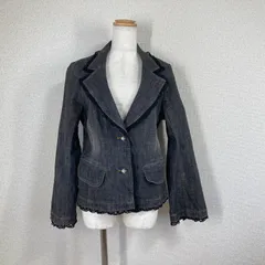 セシカ デニムジャケット 40 L 黒 ビジュー レース フリル Gジャン C'est ChiC'a ストレッチ 伸縮性 キング 大きいサイズ 大人可愛い