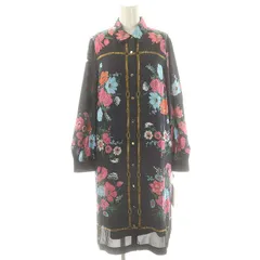 グレースクラス GRACE Class 25SS ボタニカルスカーフプリントワンピース 花柄 インナー付き 36 紺 マルチカラー /MI ■OS