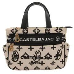 カステルバジャック CASTELBAJAC ハンドバッグ 手提げ レザー ロゴ 総柄 ゴールドカラー金具 白 ホワイト 黒 ブラック /FF ■GY18のサムネイル